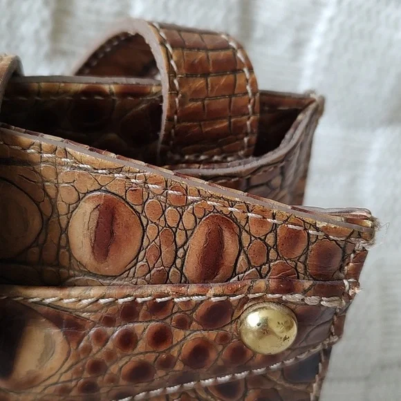 BRAHMIN Small Crossbody Croc Brown Leather Bag Purse - Picture 5 of 12